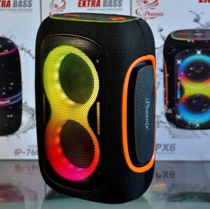 Phenix LED Portable Speaker - Black and Orange